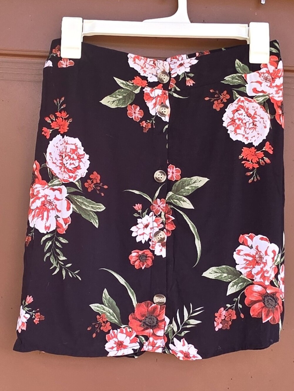 Black Floral Mini Skirt